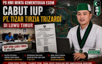 PB HMI Minta Kementerian ESDM Cabut IUP PT. Tizar Tirzia Trizardi di Luwu Timur